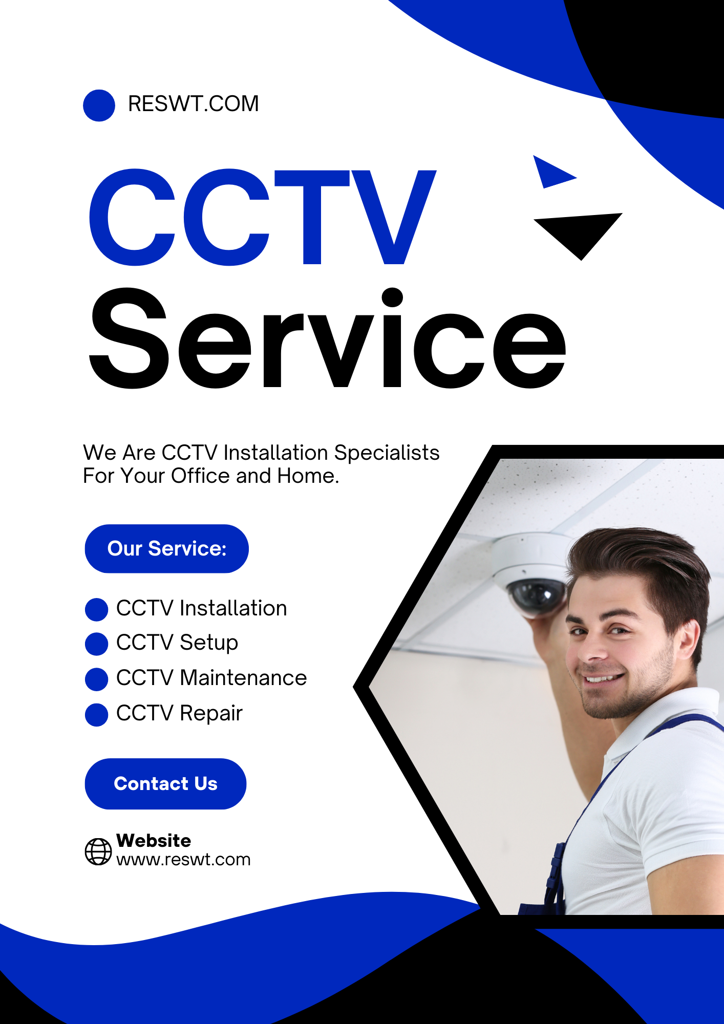 Blue and Black Modern CCTV Service Flyer